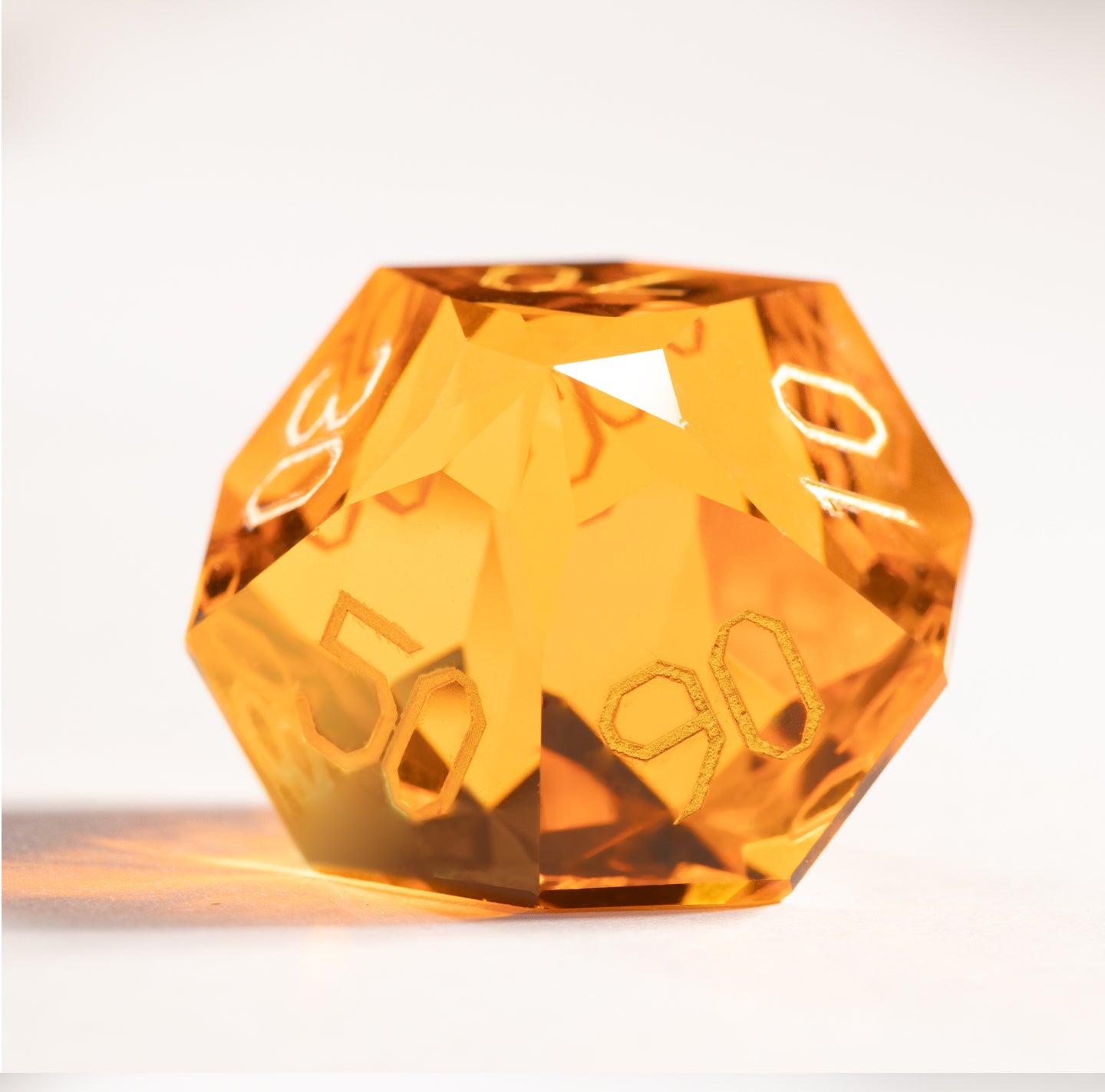 Orange Crystal Diamond-Cut 7-Piece Dice Set
