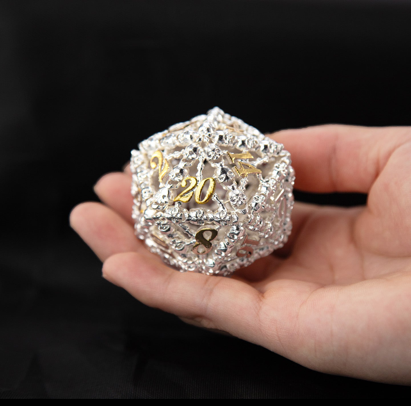 Hollow White Jade D20 — 41 mm