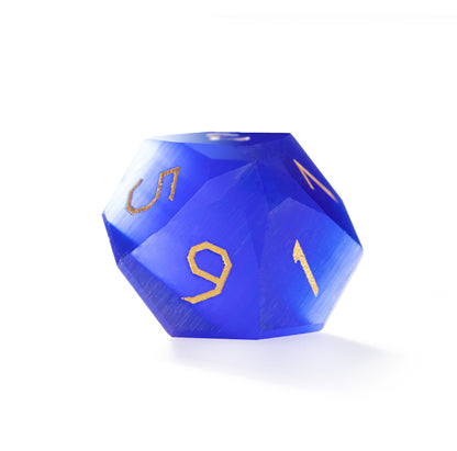 Royal Blue Cat’s Eye Crystal Diamond-Cut 7-Piece Dice Set