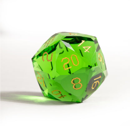 Green Crystal Diamond-Cut 7-Piece Dice Set