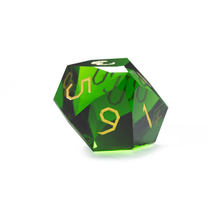 Olive Green Crystal Diamond-Cut 7-Piece Dice Set