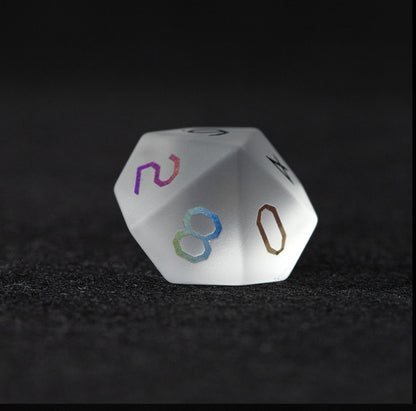 Opaline Plated Glass 7-Piece Polyhedral Dice Set
