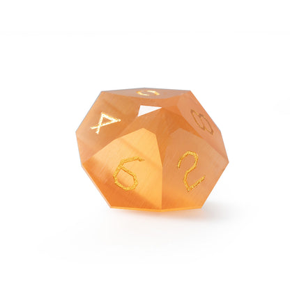 Amber Cat’s Eye Crystal Diamond-Cut 7-Piece Dice Set