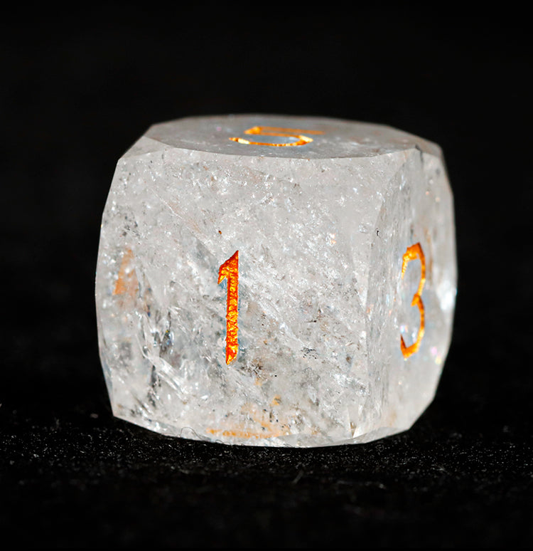 White Glaze Diamond-Cut 7-Piece Dice Set