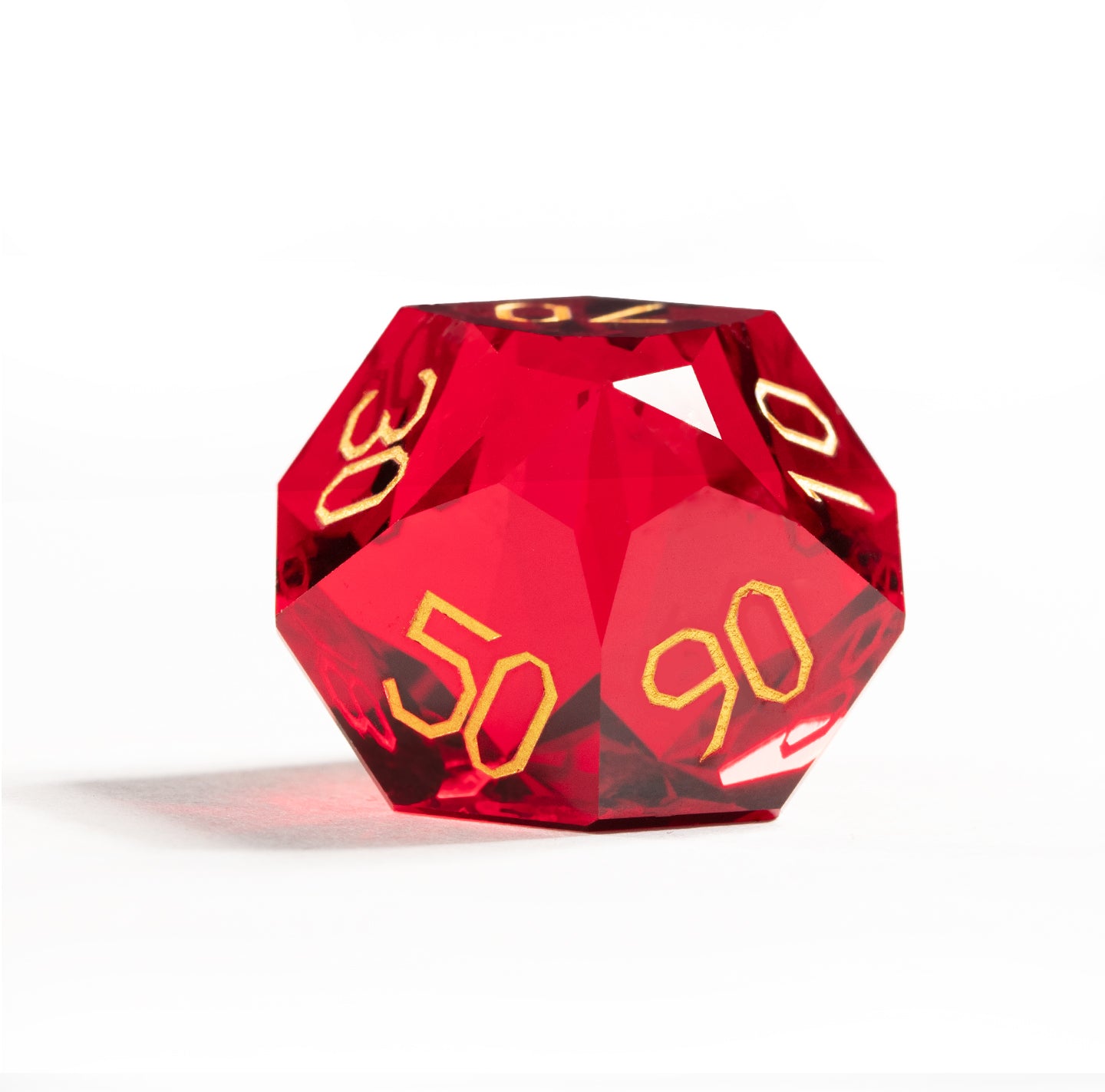 Red Crystal Diamond-Cut 7-Piece Dice Set