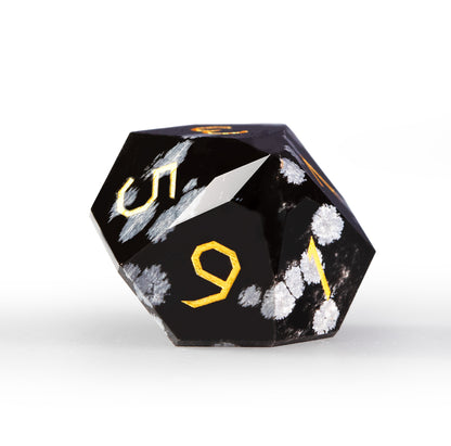 Snowflake Obsidian Diamond-Cut 7-Piece Dice Set