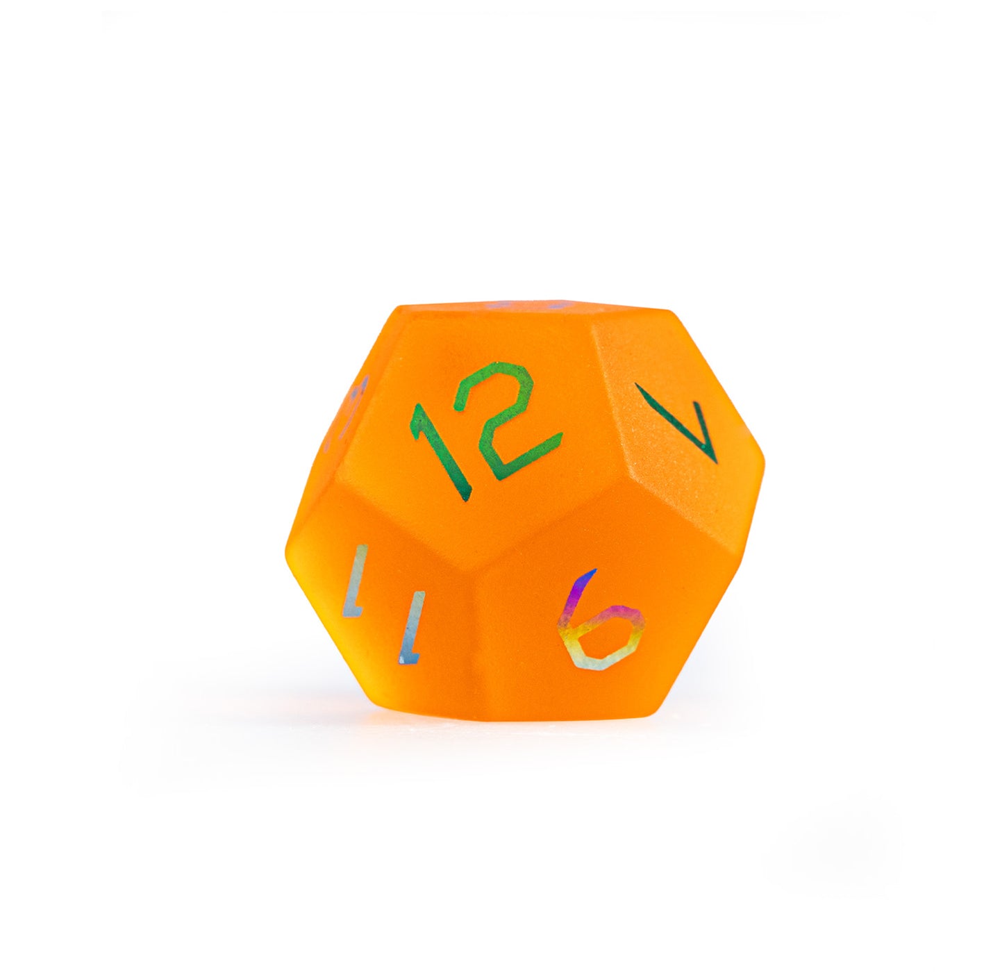 Amber Orange Plated Glass 7-Piece Polyhedral Dice Set