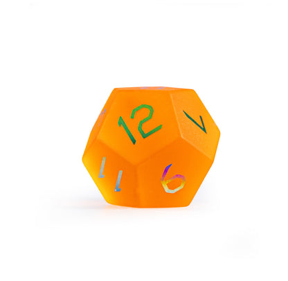 Amber Orange Plated Glass 7-Piece Polyhedral Dice Set