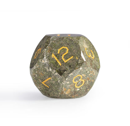 Green Goldstone Diamond-Cut 7-Piece Dice Set