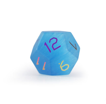 Ocean Blue Cat’s Eye Plated 7-Piece Polyhedral Dice Set
