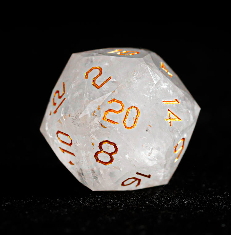 White Glaze Diamond-Cut 7-Piece Dice Set