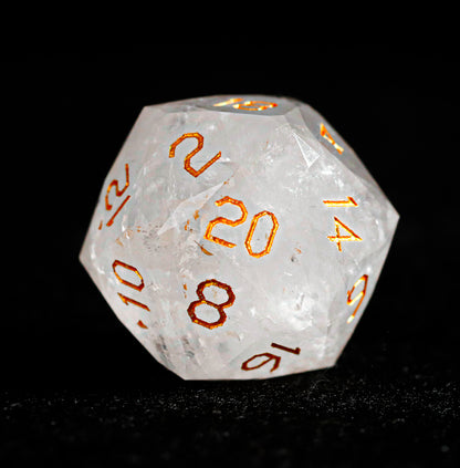 White Glaze Diamond-Cut 7-Piece Dice Set
