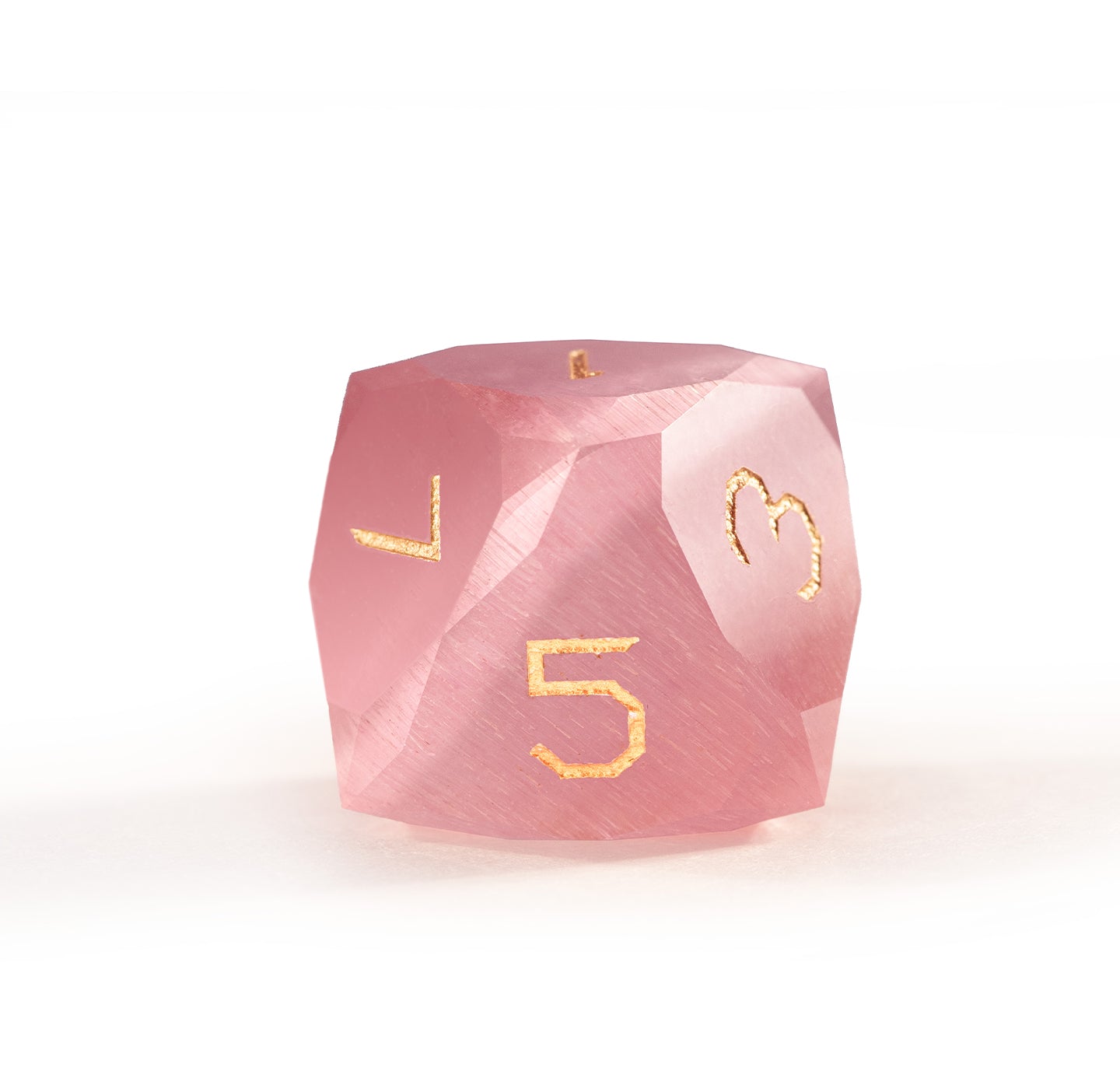 Pink Cat’s Eye Crystal Diamond-Cut 7-Piece Dice Set