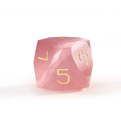 Pink Cat’s Eye Crystal Diamond-Cut 7-Piece Dice Set