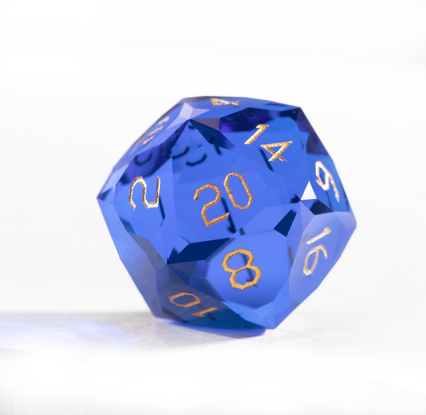 Royal Blue Crystal Diamond-Cut 7-Piece Dice Set