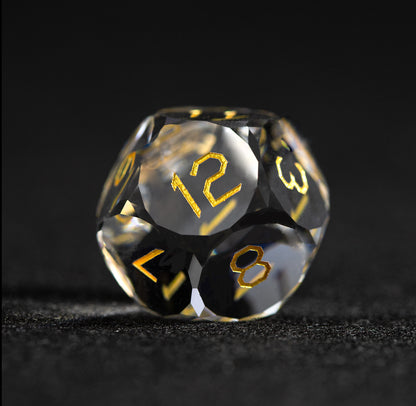 White Glass Diamond-Cut 7-Piece Dice Set
