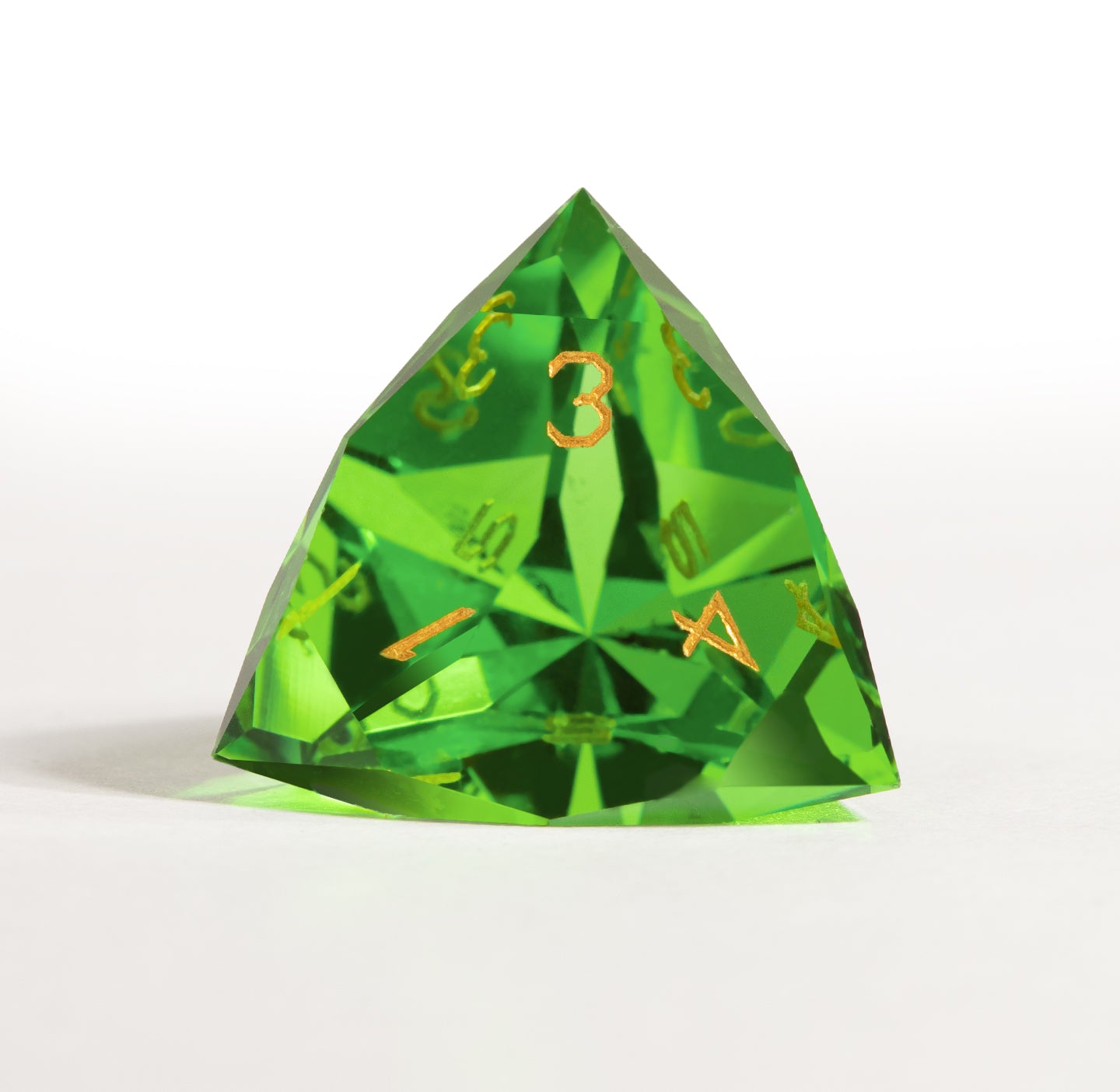 Green Crystal Diamond-Cut 7-Piece Dice Set