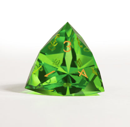 Green Crystal Diamond-Cut 7-Piece Dice Set