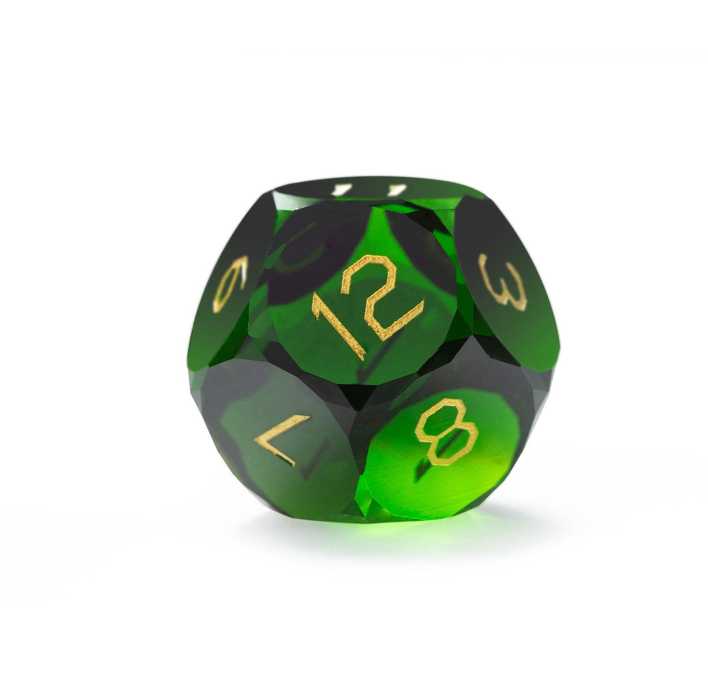 Olive Green Crystal Diamond-Cut 7-Piece Dice Set