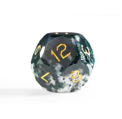 Moss Agate Diamond-Cut 7-Piece Dice Set