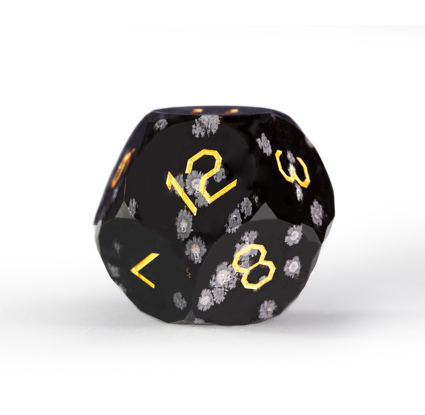 Snowflake Obsidian Diamond-Cut 7-Piece Dice Set
