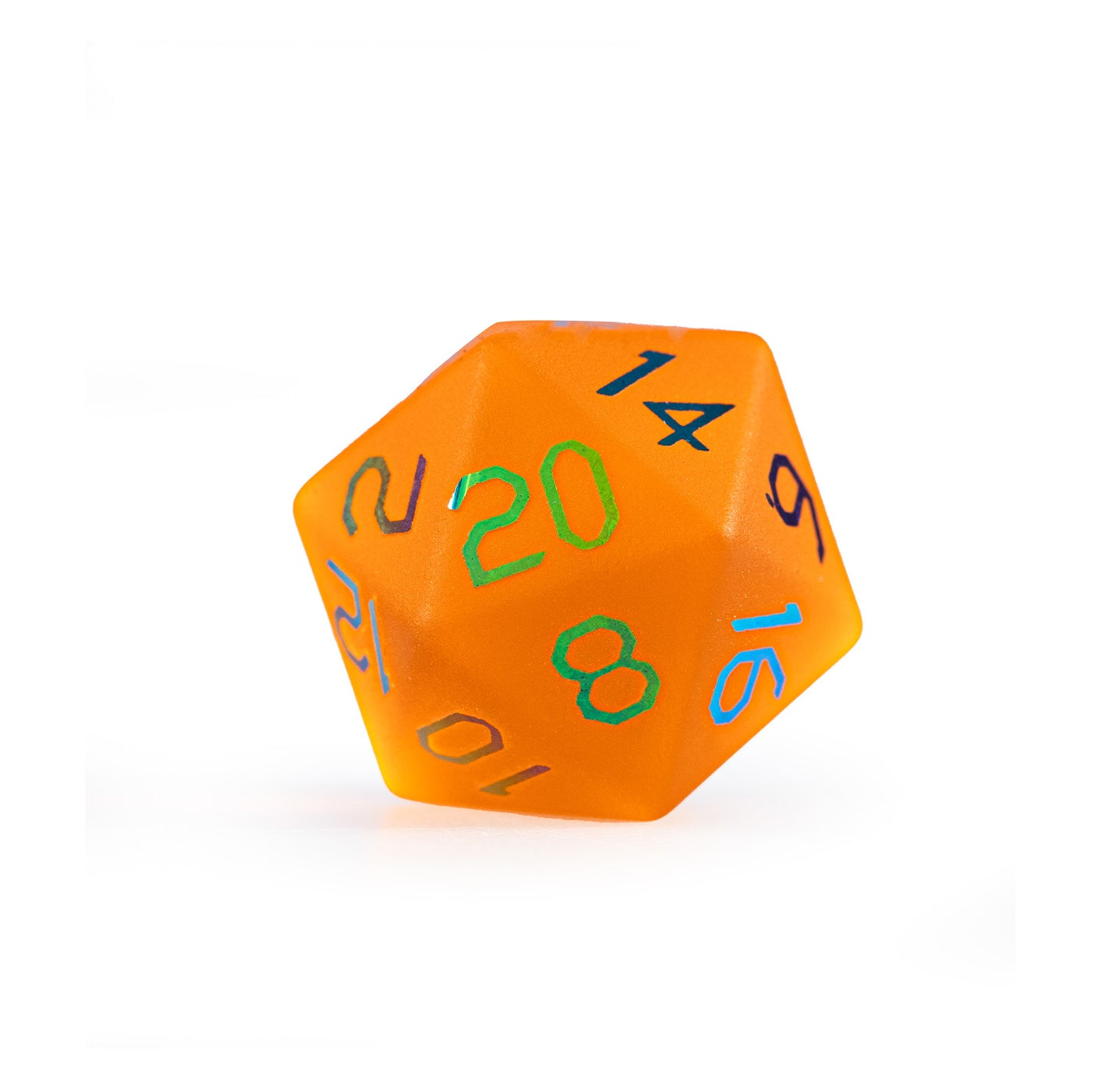 Amber Orange Plated Glass 7-Piece Polyhedral Dice Set