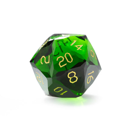 Olive Green Crystal Diamond-Cut 7-Piece Dice Set