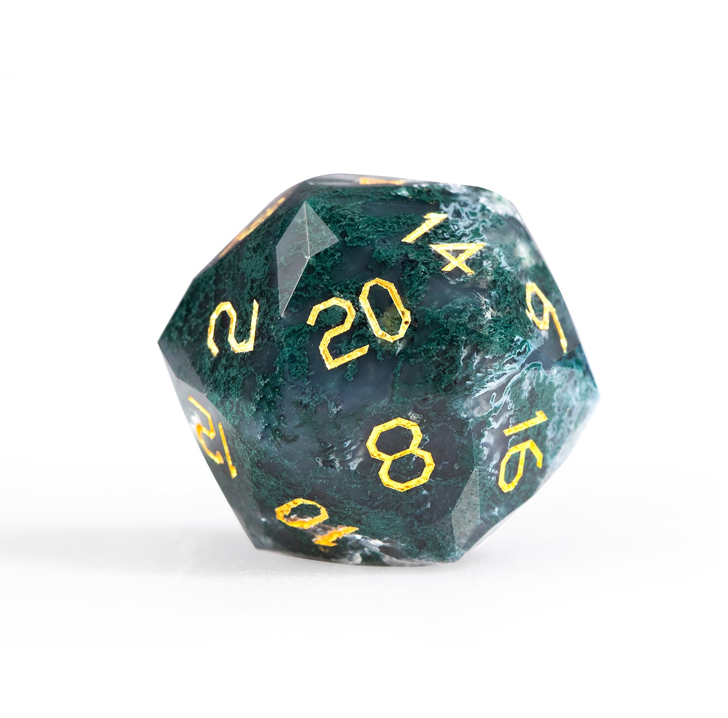 Moss Agate Diamond-Cut 7-Piece Dice Set