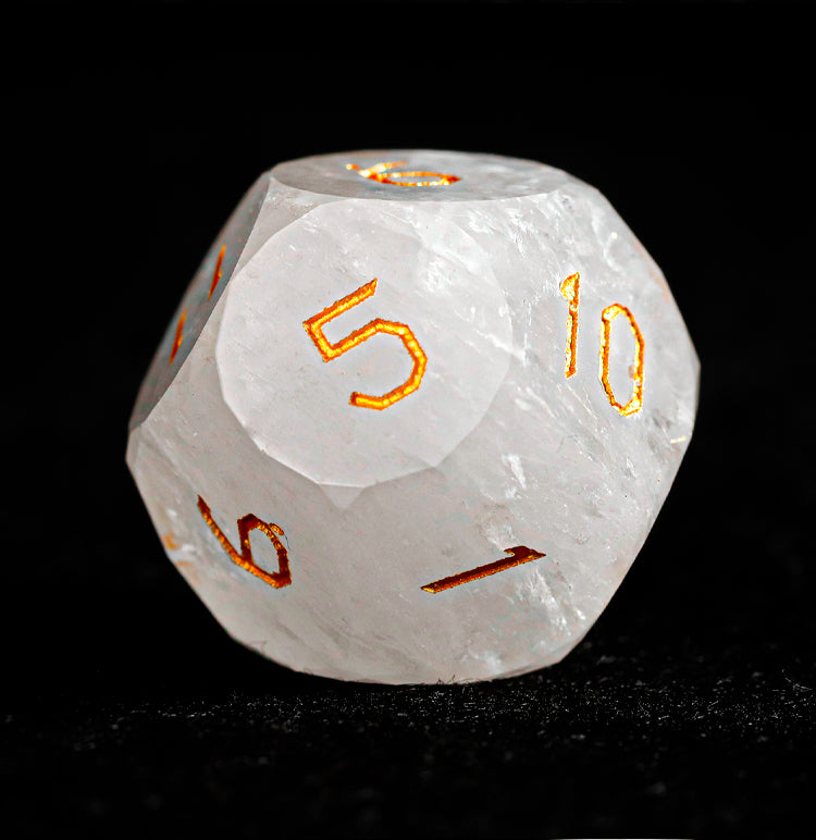 White Glaze Diamond-Cut 7-Piece Dice Set