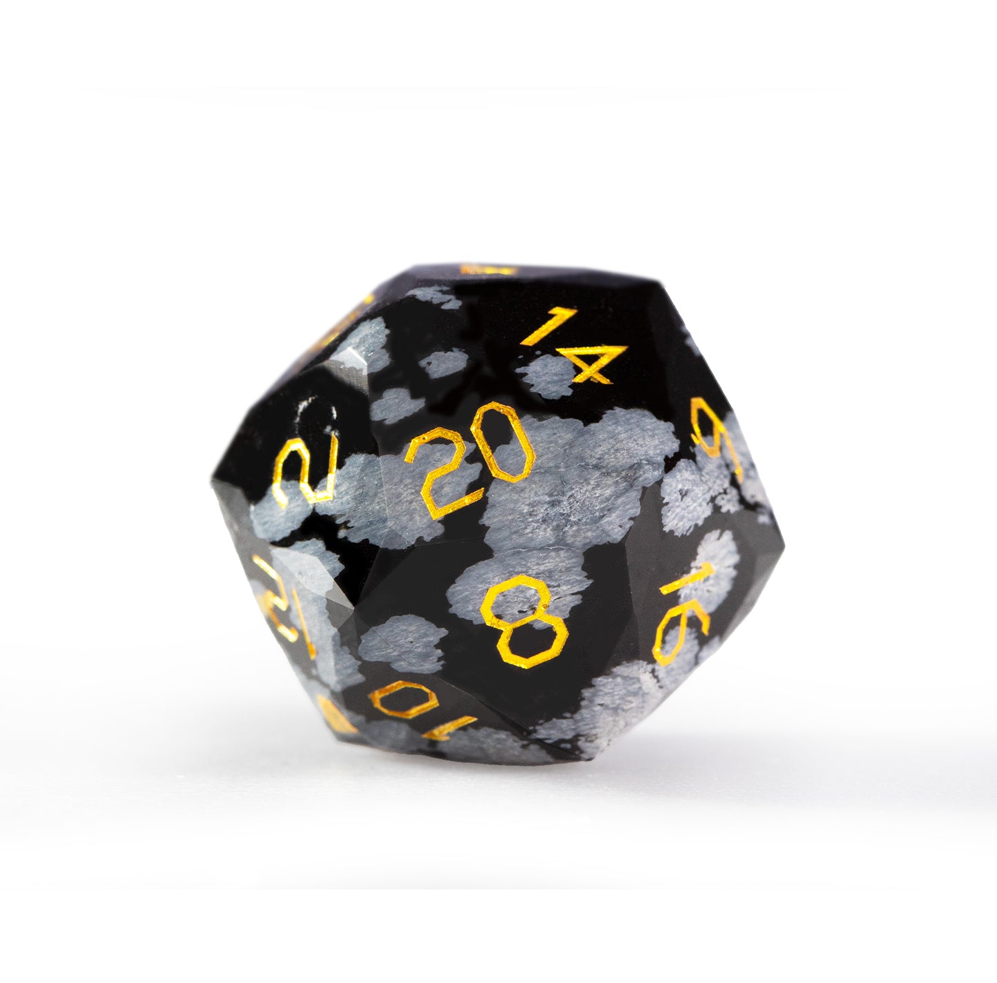 Snowflake Obsidian Diamond-Cut 7-Piece Dice Set