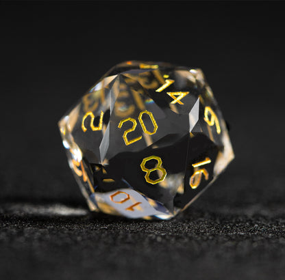 White Glass Diamond-Cut 7-Piece Dice Set