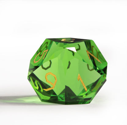 Green Crystal Diamond-Cut 7-Piece Dice Set