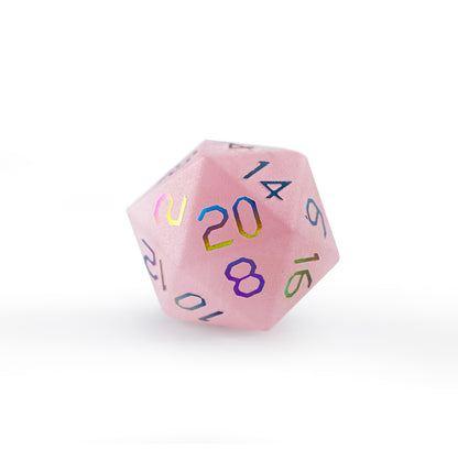 Pink Cat’s Eye Plated 7-Piece Polyhedral Dice Set