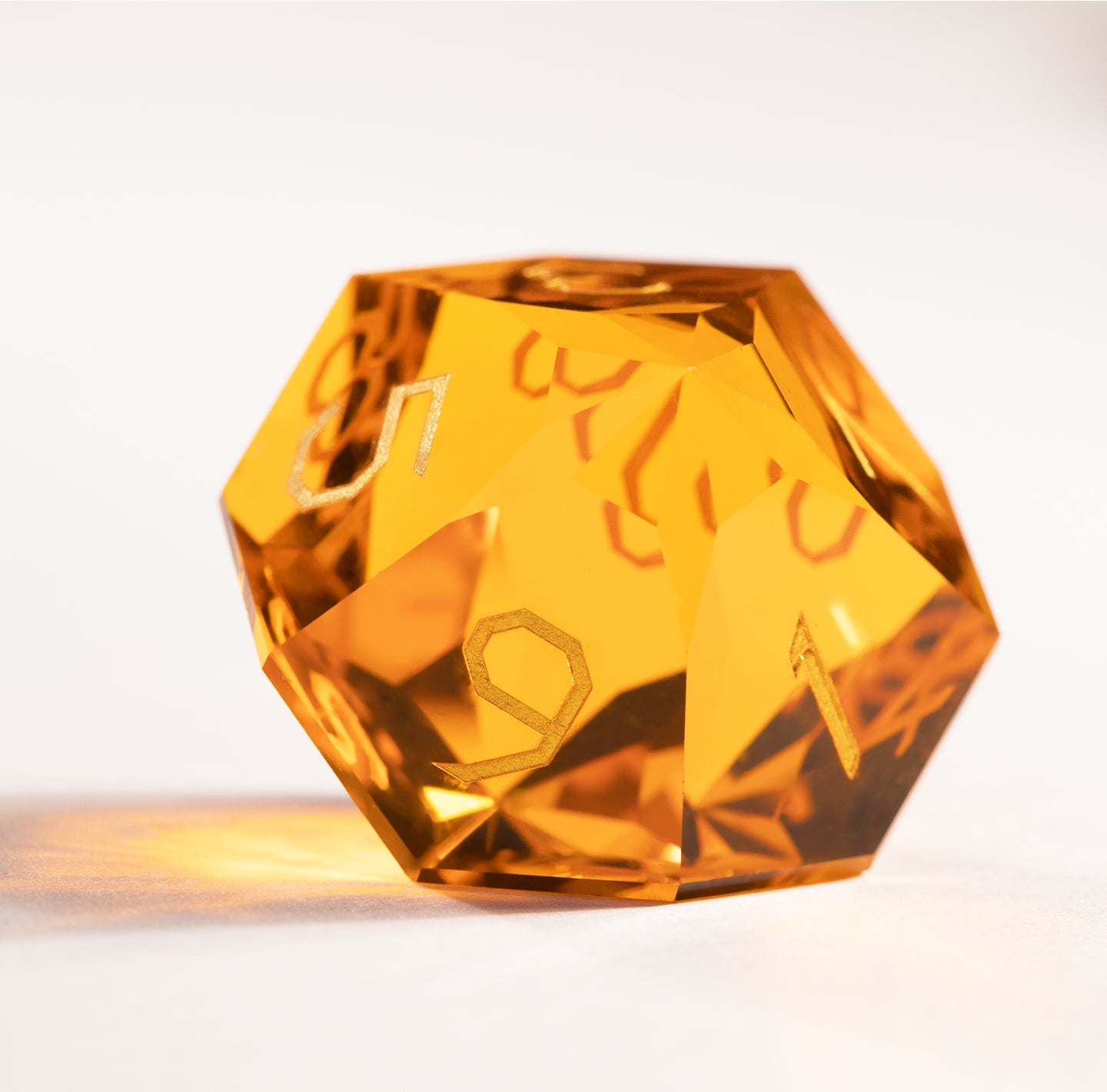 Orange Crystal Diamond-Cut 7-Piece Dice Set