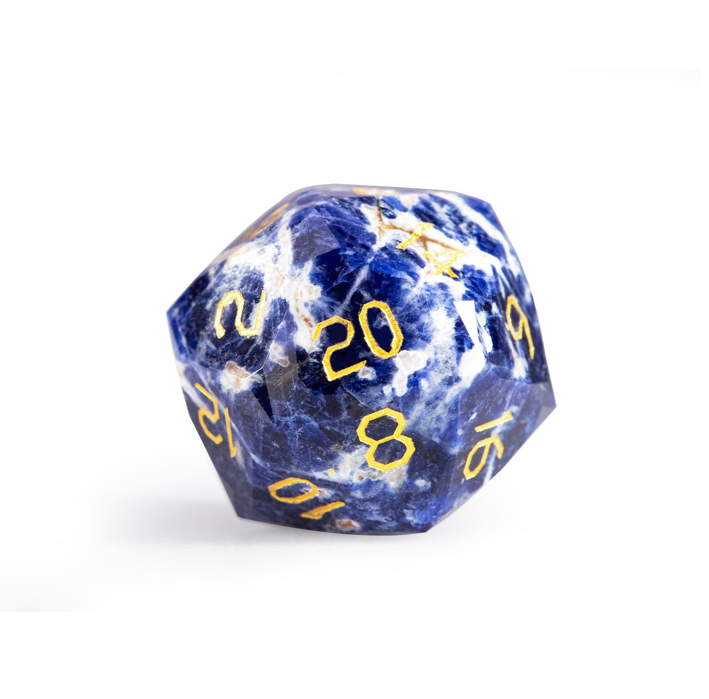 Blue Vein Stone Diamond-Cut 7-Piece Dice Set