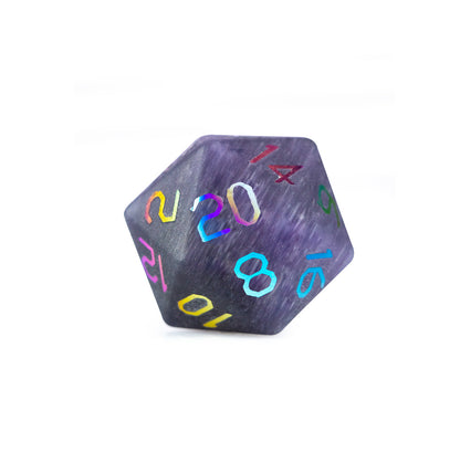 Violet Orchid Cat’s Eye Plated 7-Piece Polyhedral Dice Set