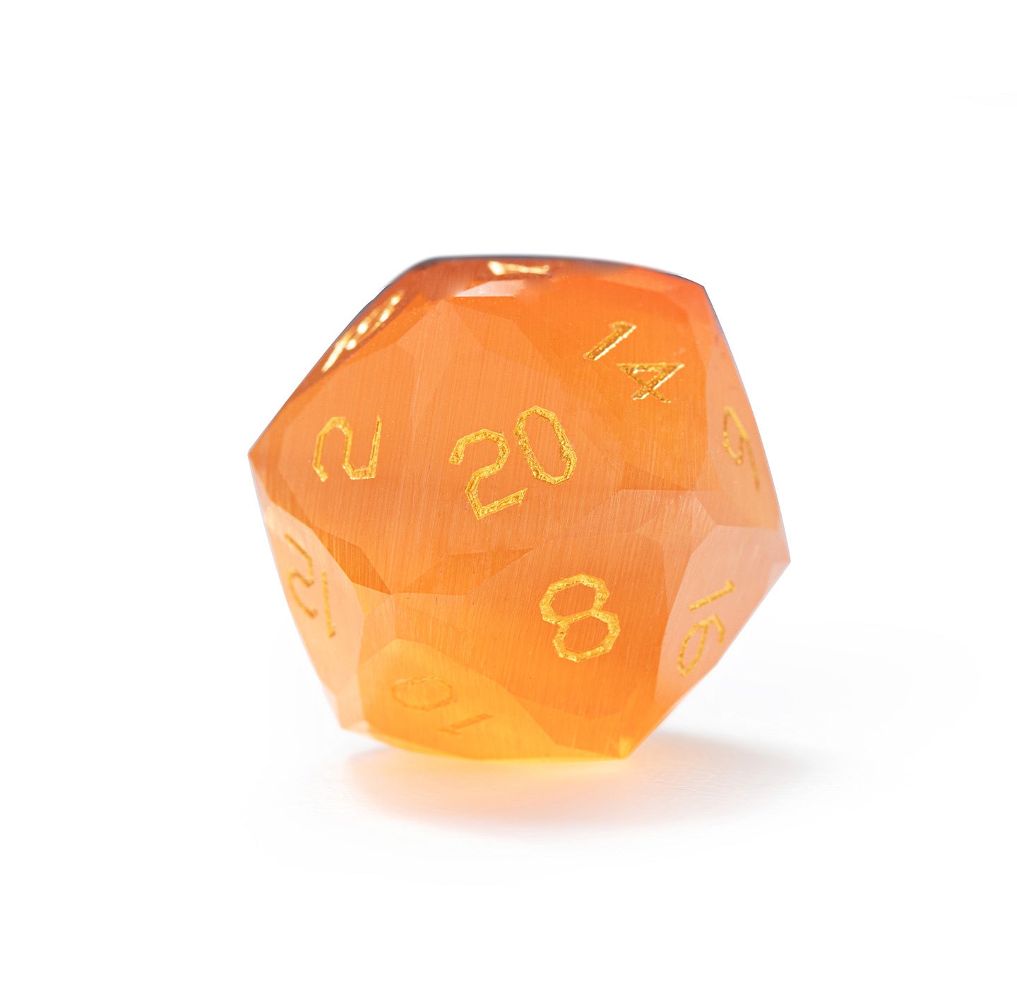 Amber Cat’s Eye Crystal Diamond-Cut 7-Piece Dice Set