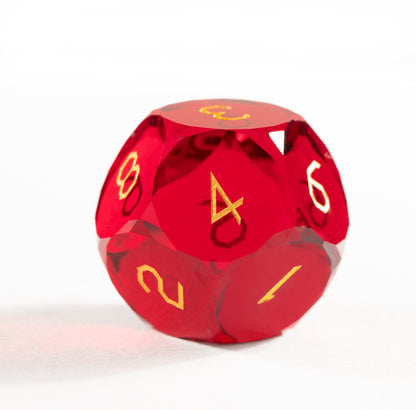 Red Crystal Diamond-Cut 7-Piece Dice Set