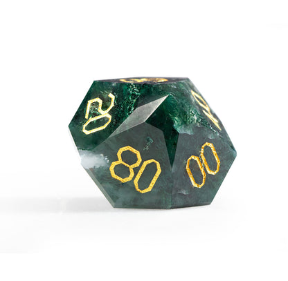 Moss Agate Diamond-Cut 7-Piece Dice Set