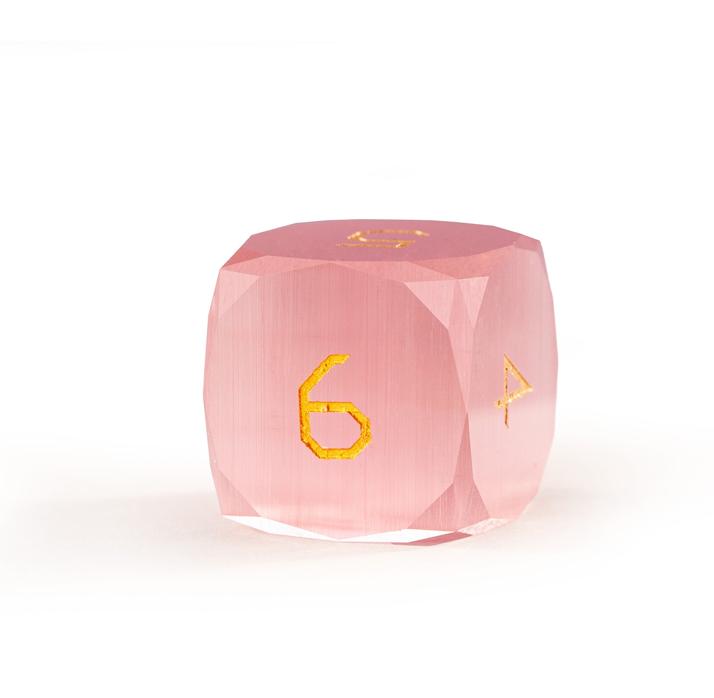 Pink Cat’s Eye Crystal Diamond-Cut 7-Piece Dice Set