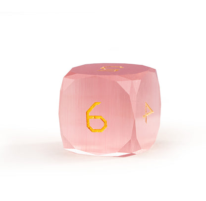Pink Cat’s Eye Crystal Diamond-Cut 7-Piece Dice Set
