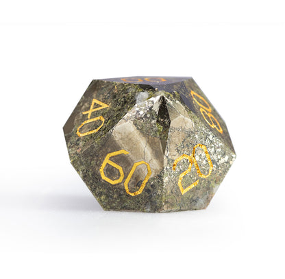 Green Goldstone Diamond-Cut 7-Piece Dice Set