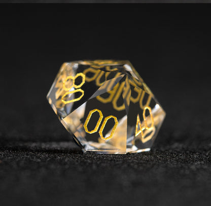 White Glass Diamond-Cut 7-Piece Dice Set
