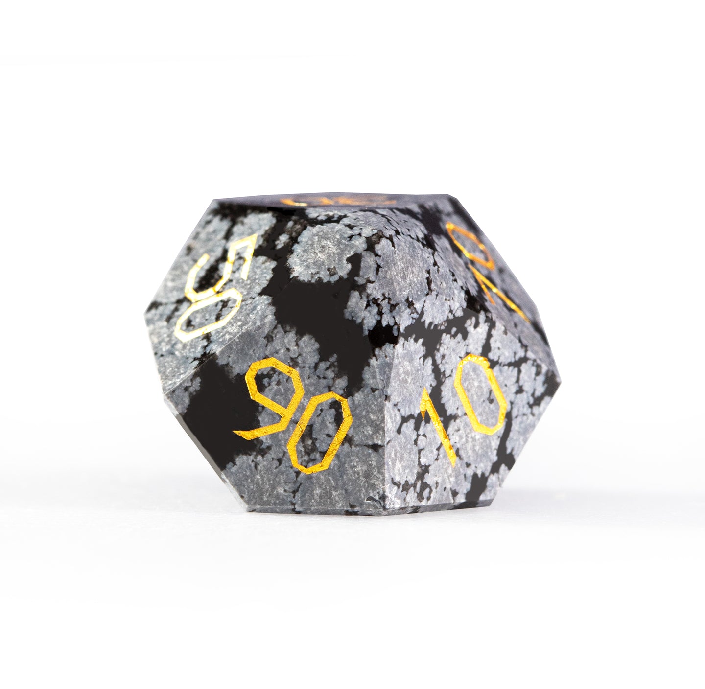 Snowflake Obsidian Diamond-Cut 7-Piece Dice Set
