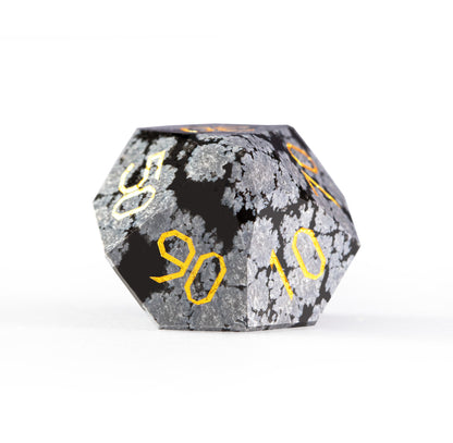 Snowflake Obsidian Diamond-Cut 7-Piece Dice Set