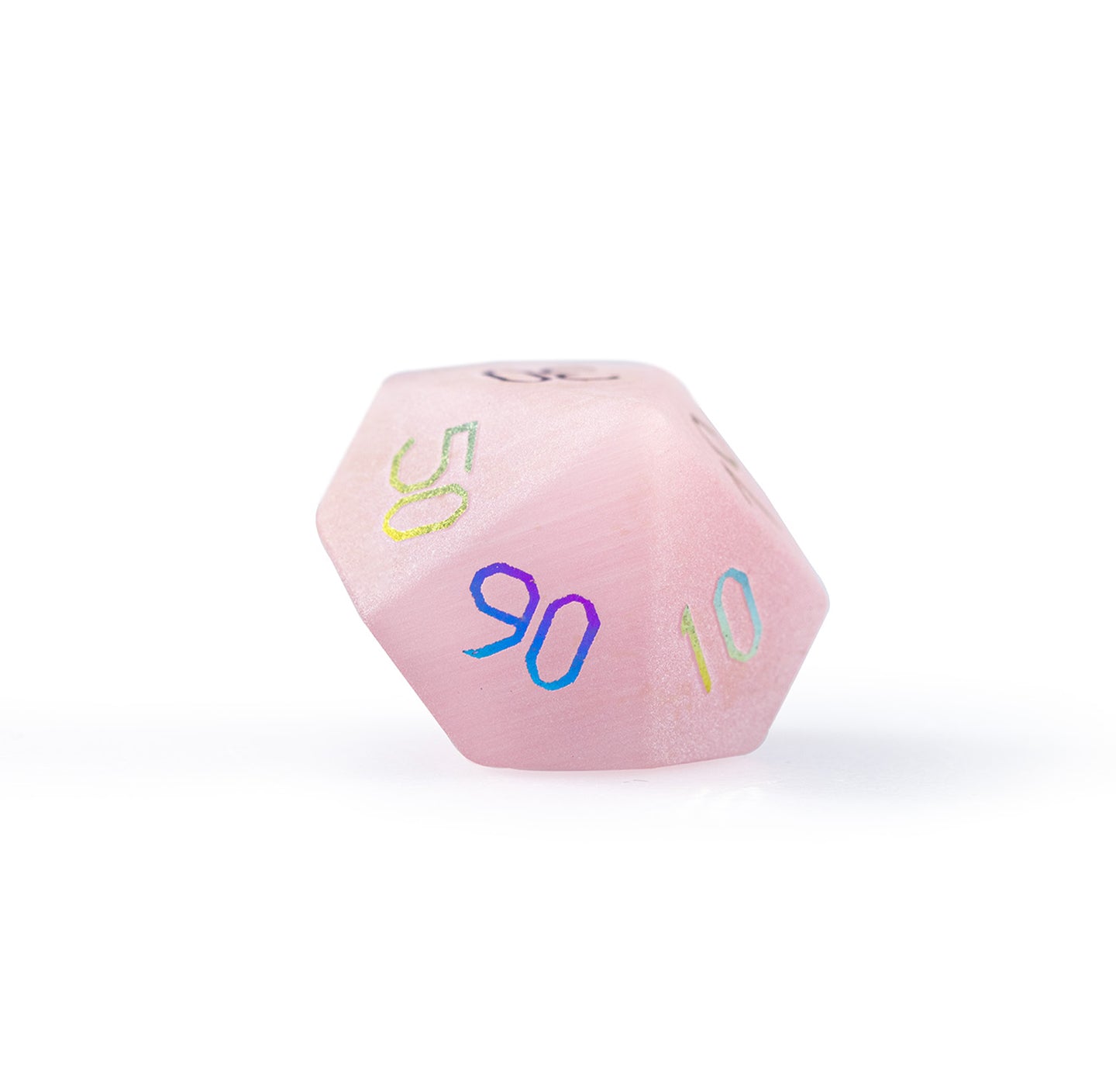 Pink Cat’s Eye Plated 7-Piece Polyhedral Dice Set