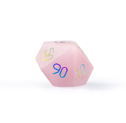 Pink Cat’s Eye Plated 7-Piece Polyhedral Dice Set