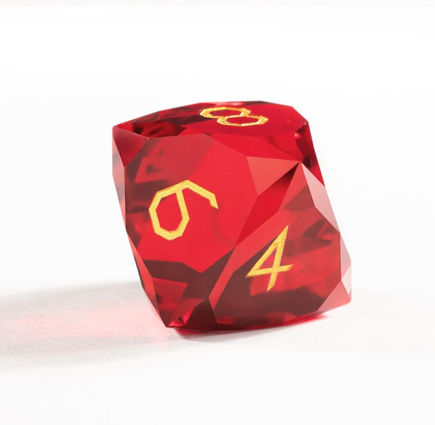 Red Crystal Diamond-Cut 7-Piece Dice Set