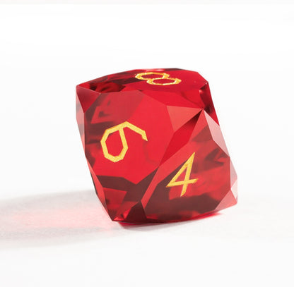 Red Crystal Diamond-Cut 7-Piece Dice Set