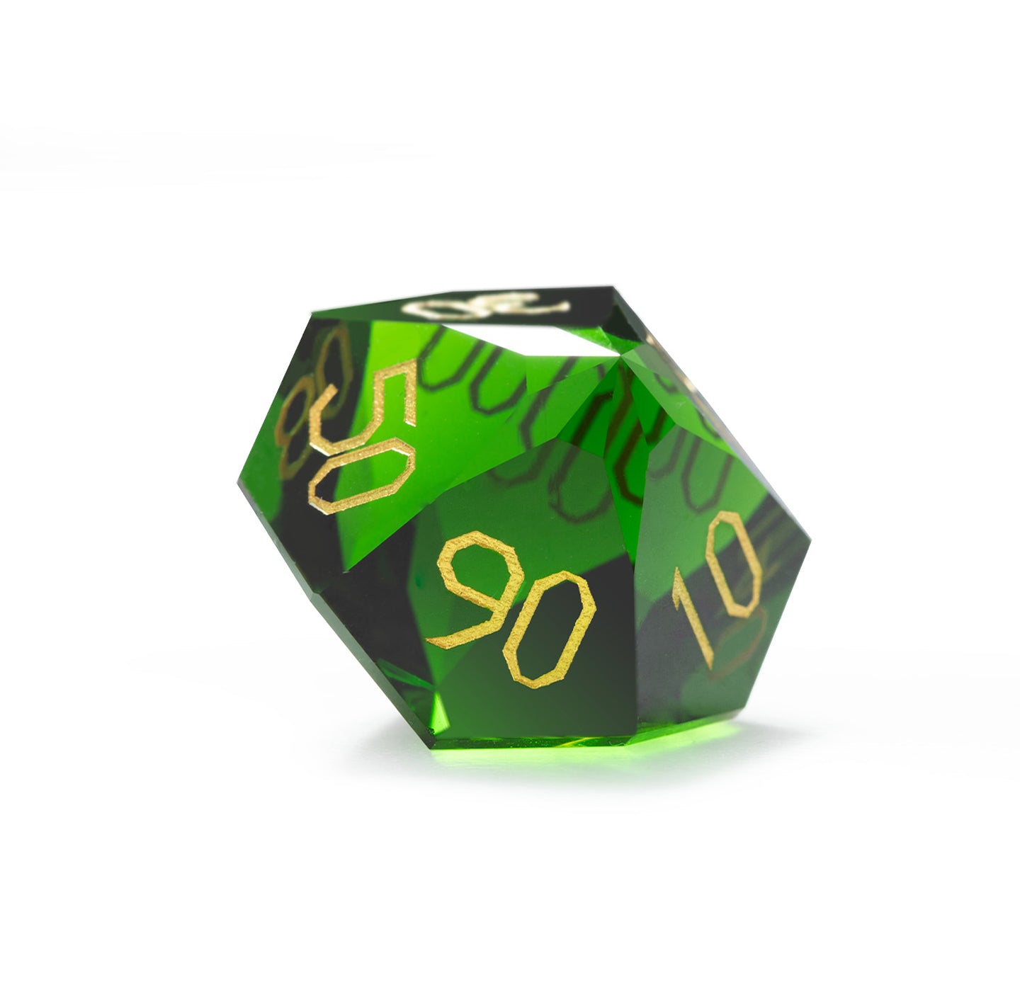 Olive Green Crystal Diamond-Cut 7-Piece Dice Set